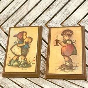 Vintage Wall Plaques Set of Two Wall Hanging Prints Home Decor 4x6"